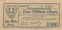 Alemania 1 million Mark - City of Straubing - Serial BII - 1923