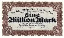 Alemania 1 Million Mark, Brown, blue  - 1923 - Dresden - Number327030