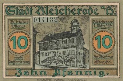 Alemania 10 Pfennig - Bleicherode - 1921 - Notgeld