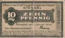 Alemania 10 Pfennig - Camp de prisonniers de Stendal - 1917