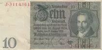 Alemania 10 Reichsmark - Albrecht D. Thaer - Serial J - 1929 - P.180a