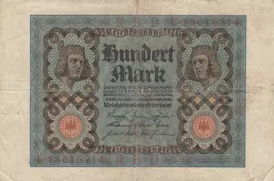 Alemania 100 Mark - Bamberg horseman - 8 digit - 1920 - Serial P - P.69b