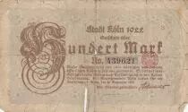 Alemania 100 Mark - City of Koln - Number 439621 - 1922