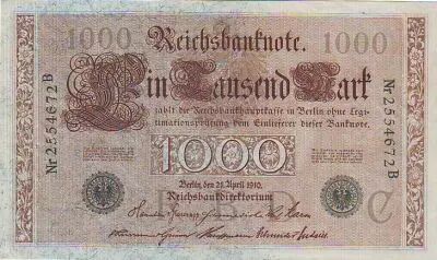 Alemania 1000 Mark Allegorical figures - Green seal - 1910 - 7 digit