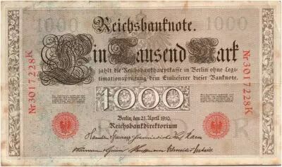 Alemania 1000 Mark Allegorical figures - Red seal - 1910 - 7 digit