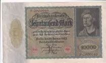 Alemania 10000 Mark - Portrait of man by Durer - 1922 - Serial K letter F