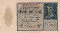 Alemania 10000 Mark Portrait of man by Durer - 1922 - aUNC - P.72 - Serial 13M