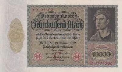 Alemania 10000 Mark Portrait of man by Durer - 1922 - VF +  - P.71
