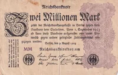 Alemania 2 Millionen Mark - Black and Lilac - 09-08-1923 - Serial PG