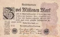 Alemania 2 Millionen Mark - Black and Lilac - 09-08-1923 - Serial RD