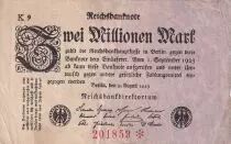 Alemania 2 Millionen Mark - White & Rose - 1923 - Serial K9 201859 *
