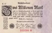 Alemania 2 Millionen Mark - White & Rose - 1923 - Varieties watermarks and serials - SUP - P.103