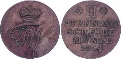 Alemania 2 Pfennige, Friedrich Wilhelm - 1814 FR