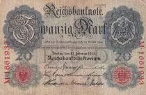 Alemania 20 Mark - Arms - 1914 - Serial M - P.46b