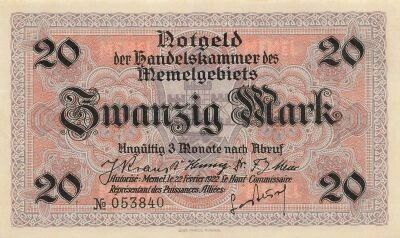Alemania 20 Mark - Memel - Notgeld - 22-02-1922 - P.6