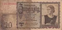 Alemania 20 Reichsmark - Young woman - Landscape - 1939 - Letter I - P.185
