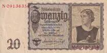 Alemania 20 Reichsmark - Young woman - Landscape - 1939 - Letter N - P.185