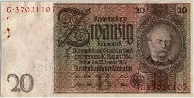 Alemania 20 Reichsmark 1929 - serial B