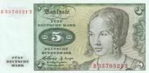 Alemania 5 Deutsche Mark - Portrait of a Venetian woman - Oak branch - 1960 - BE series
