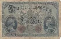 Alemania 5 Mark - Germania, arms - 1914 - Serial P 7 digit - P.47b