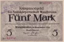 Alemania 5 Mark - Maulbronn - Notgeld - 31-12-1918 - AU