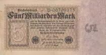 Alemania 5 milliarden Mark - Reichsbanknote - Serial D - 1923