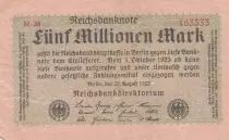Alemania 5 millionen mark - Reichsbanknote - Serial M.38 - 19223