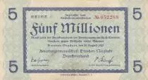 Alemania 5 Millionen Mark - State of Dresden - Reihe F- 25-08-1923 - Number 052288