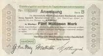 Alemania 5 millionen Mark - State of Hannover-Linden - 1923 - Number 5501