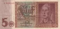 Alemania 5 Reichsmark - Young man - 1942 - Letter X - P.186
