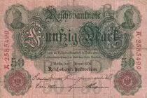 Alemania 50 Mark - Coat of arms - 1908 - P.9b