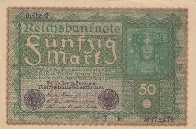 Alemania 50 Mark Head of woman - 1919 - Reihe 2 - Various serial