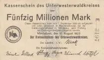 Alemania 50 Millionen Mark - State of Montabaur - 17-08-1923 - Number 3197