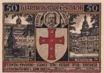 Alemania 50 Pfennig -  Eisenach - Notgeld - 1922