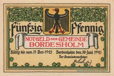 Alemania 50 Pfennig - Bordesholm - 1921 - Notgeld