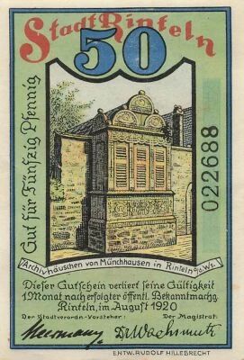 Alemania 50 Pfennig - Rinteln - Notgeld - 1920