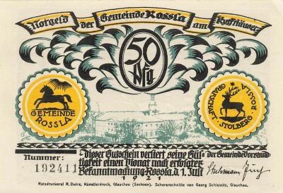 Alemania 50 Pfennig - Rossla - Notgeld - 1921