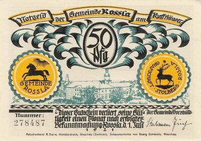 Alemania 50 Pfennig - Rossla - Notgeld - 1921