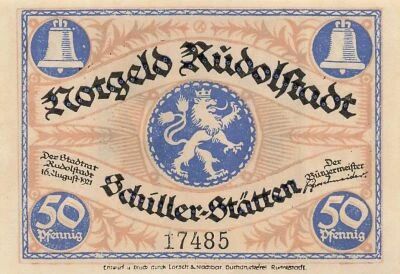 Alemania 50 Pfennig - Rudolstadt - Notgeld - 1921
