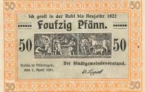 Alemania 50 Pfennig - Ruhla - Notgeld - 1921