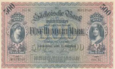 Alemania 500 Mark - Dresden - 01-07-1922 - Serial XI