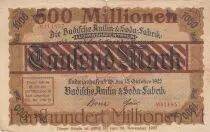 Alemania 500 mio Mark - Die Badilche Anilin & Soda-Fabrik - 1922
