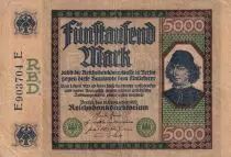 Alemania 5000 Mark - Spinelli - 16-09-1922 - Serial E E - F+ - P.77