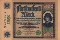 Alemania 5000 Mark - Spinelli - 16-09-1922 - Serial G G - XF - P.77