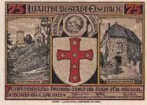 Alemania 75 Pfennig -  Eisenach - Notgeld - 1922