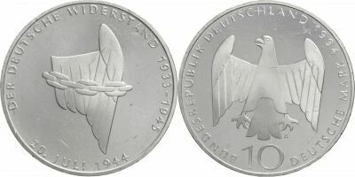 Alemania German Resistance Against Nazism, 50th Anniversary (July 20, 1944) ? 1994 A Berlin ? Silver