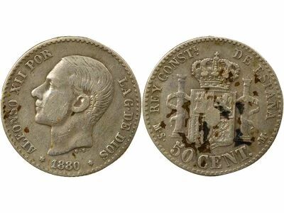 Alfonso XII - 50 Silver Centimos - 1880 Madrid