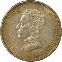 Alfonso XIII - 2 Silver Pesetas, 4th Portrait - 1905 Madrid