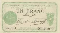 Algeria 1 Franc - Chambre de commerce of Alger - 03-09-1914 - Serial T.1