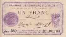 Algeria 1 Franc - Chambre de commerce of Alger - 1914 - Serial 369 - P.137-1